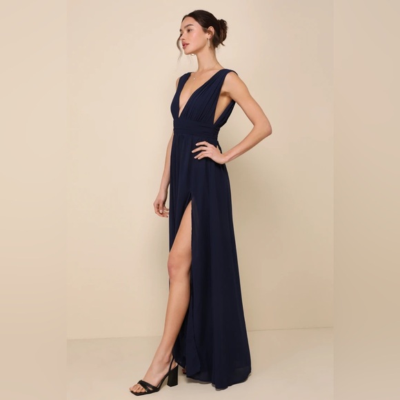 NWT Lulus Heavenly Hues Navy Blue Maxi Dress Size Medium - Picture 3 of 11